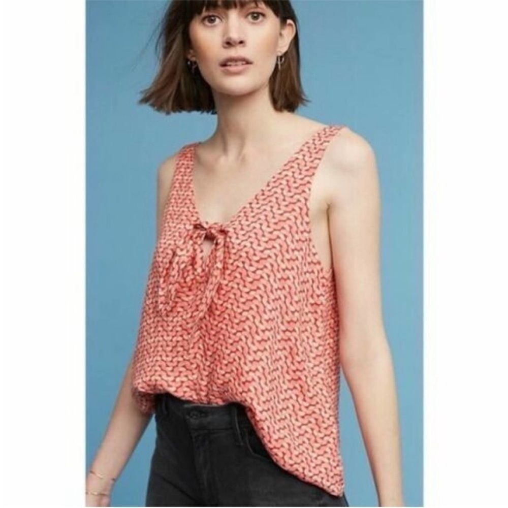Maeve Anthropologie Verena Tank Tie Pink Abstract